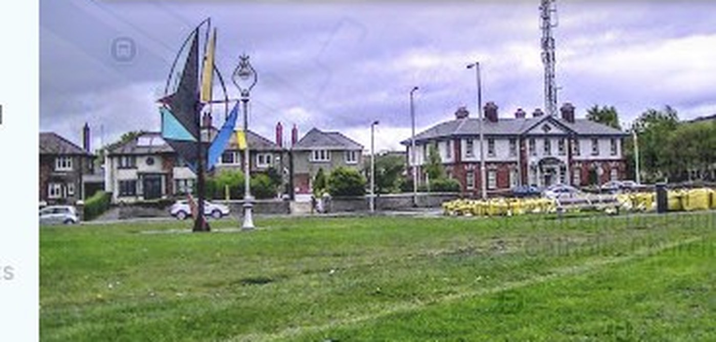 Fairview Park and the sail sculpture on Malahide Road, across from Modern Primitives Tattoo Studio, Dublin 3